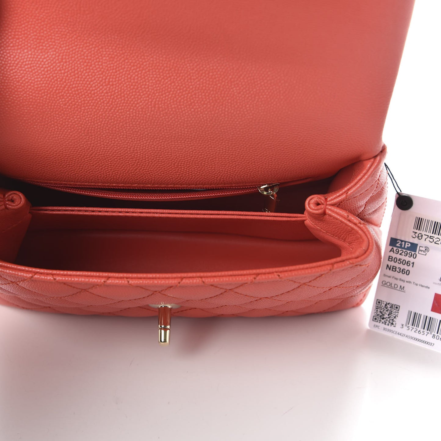 Caviar Quilted Mini Coco Handle Flap Red