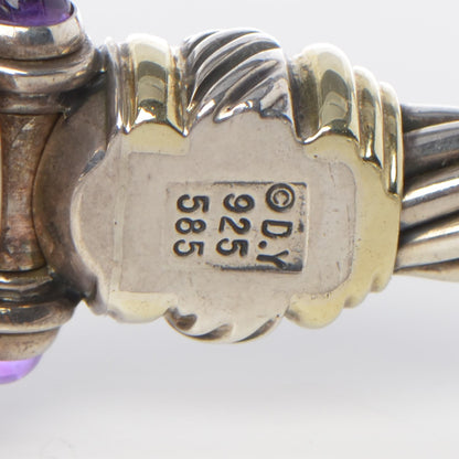 David Yurman Sterling Silver 14K Yellow Gold Mother of Pearl Amethyst 21mm Classic Cable Quartz Watch 7 of 7