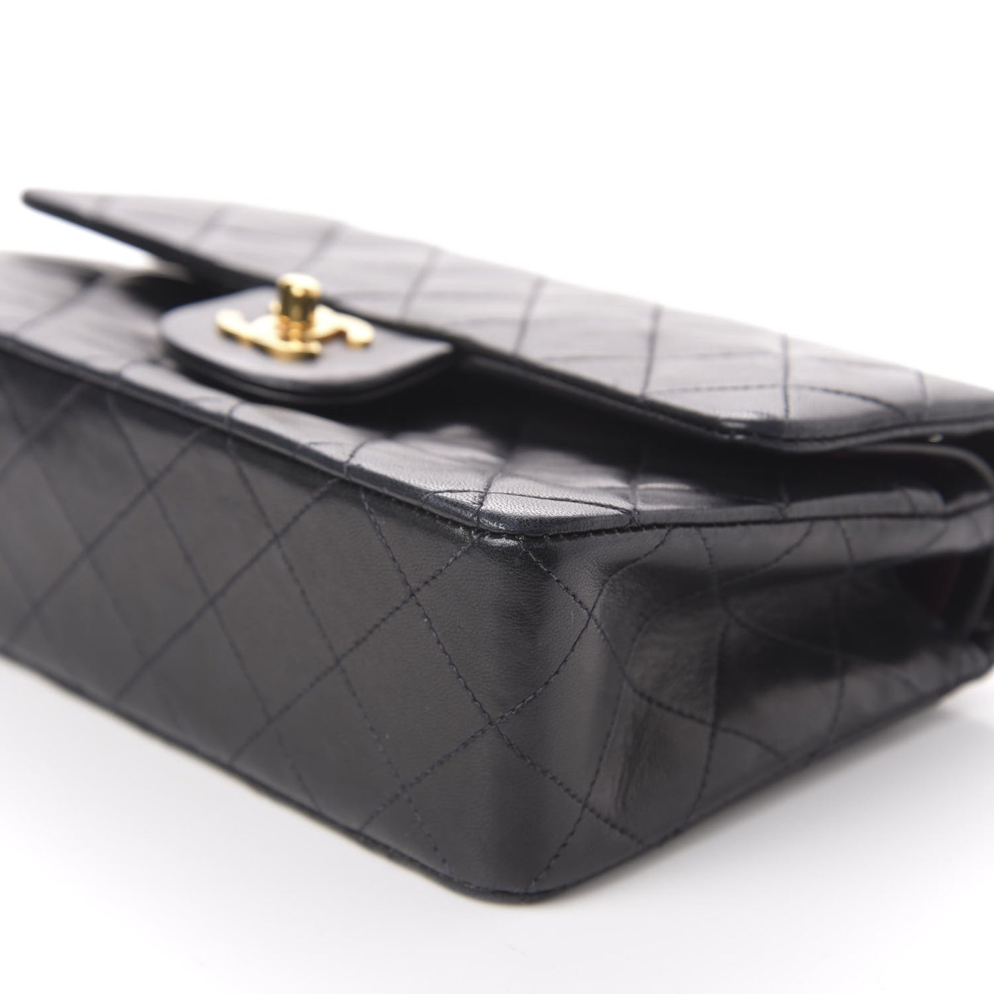 Lambskin Quilted Small Double Flap Black