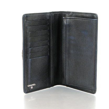 Chanel Lambskin Quilted Boy Yen Wallet Navy Blue Pearl 5 of 8