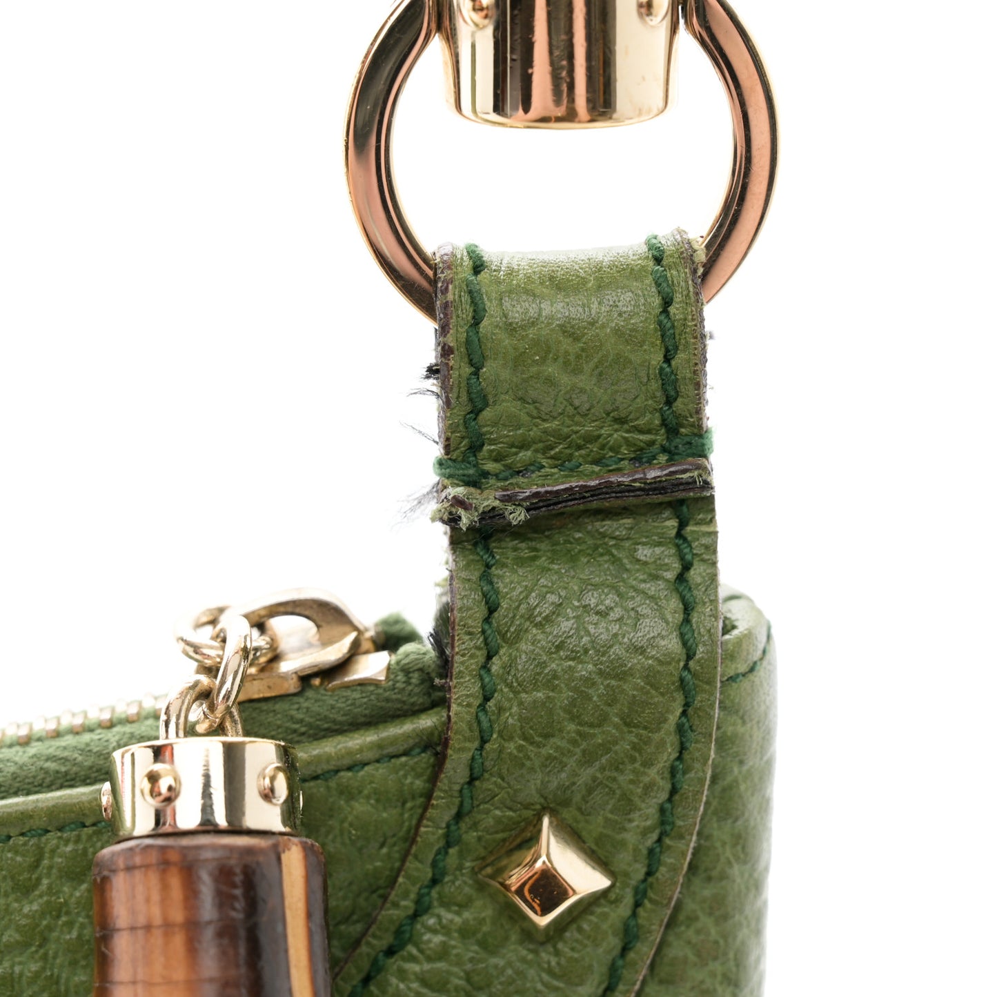Calfskin Bamboo Anita Top Handle Bag Green