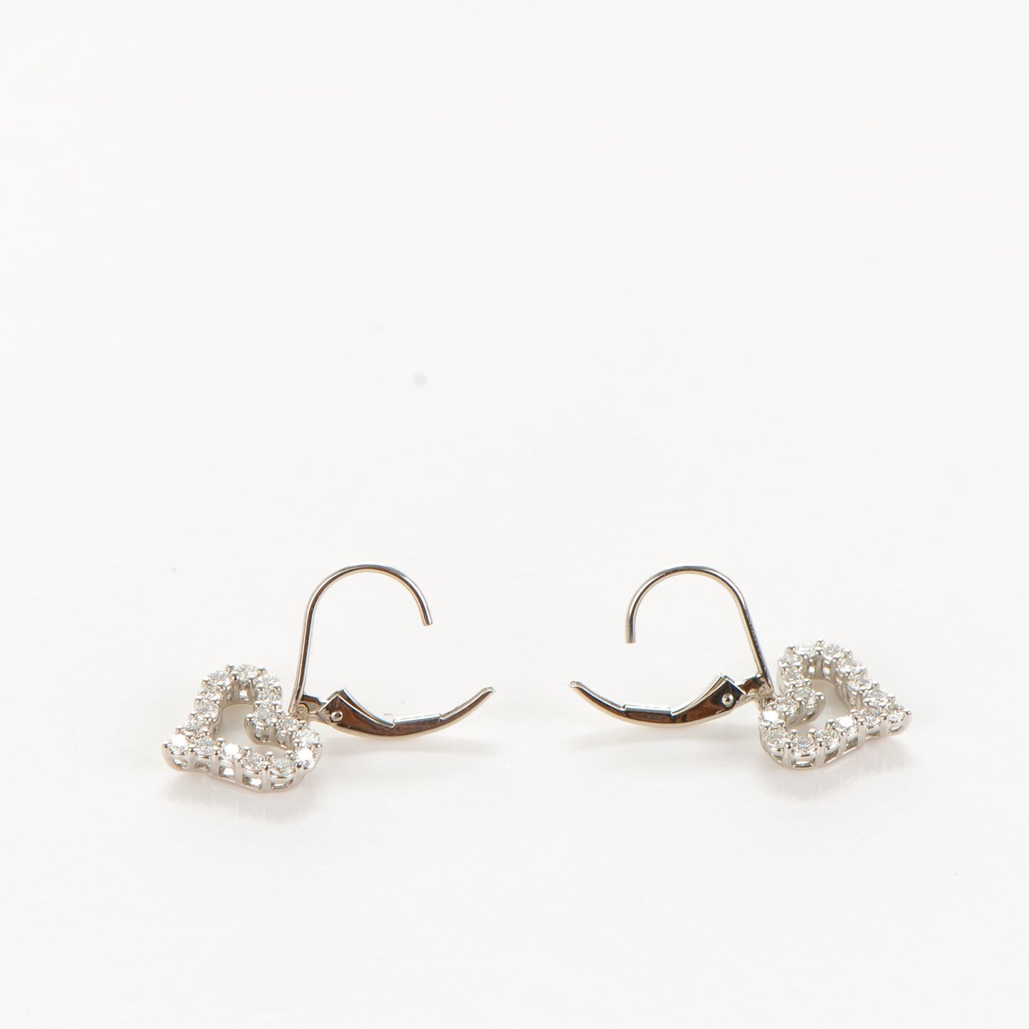 Platinum Diamond Heart Drop Earrings