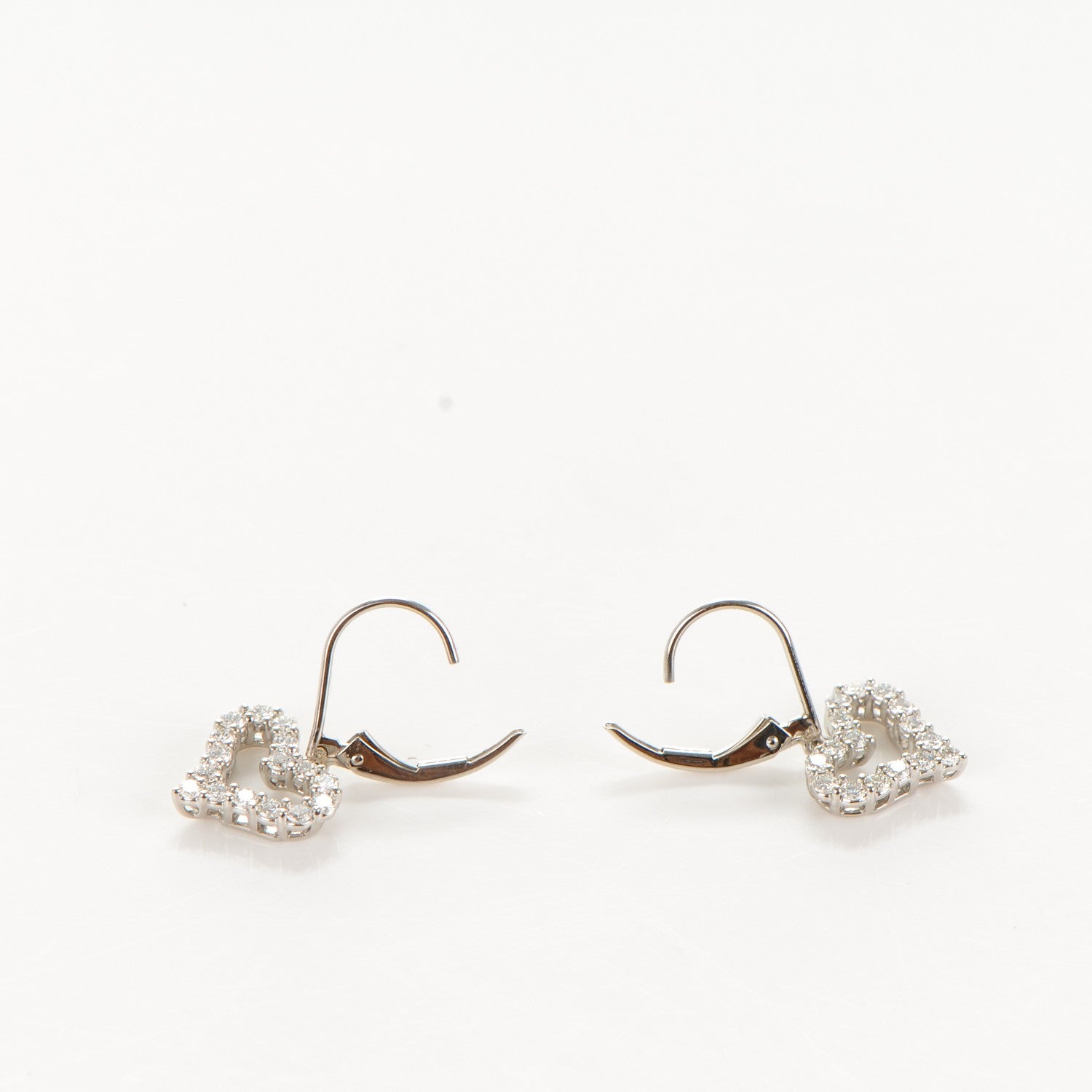 Tiffany Platinum Diamond Heart Drop Earrings 3 of 5
