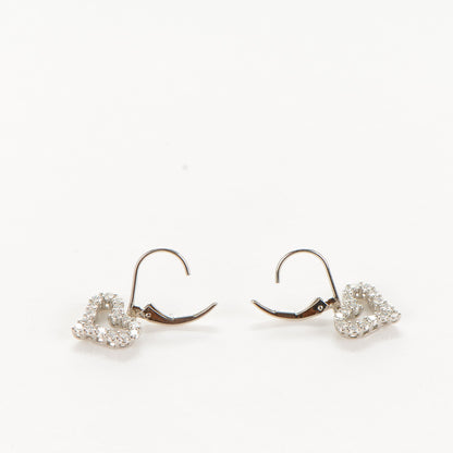 Tiffany Platinum Diamond Heart Drop Earrings 3 of 5