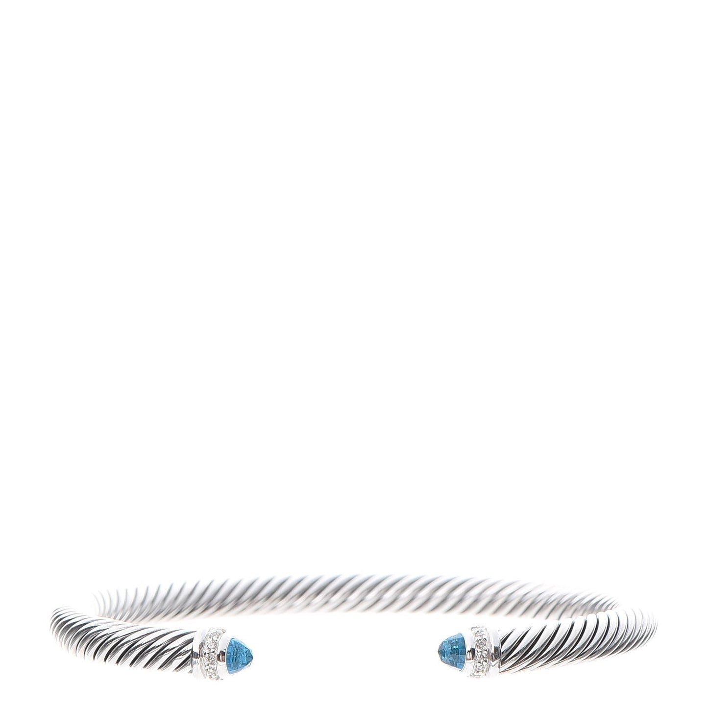 Sterling Silver Diamond Blue Topaz 5mm Cable Classics Bracelet
