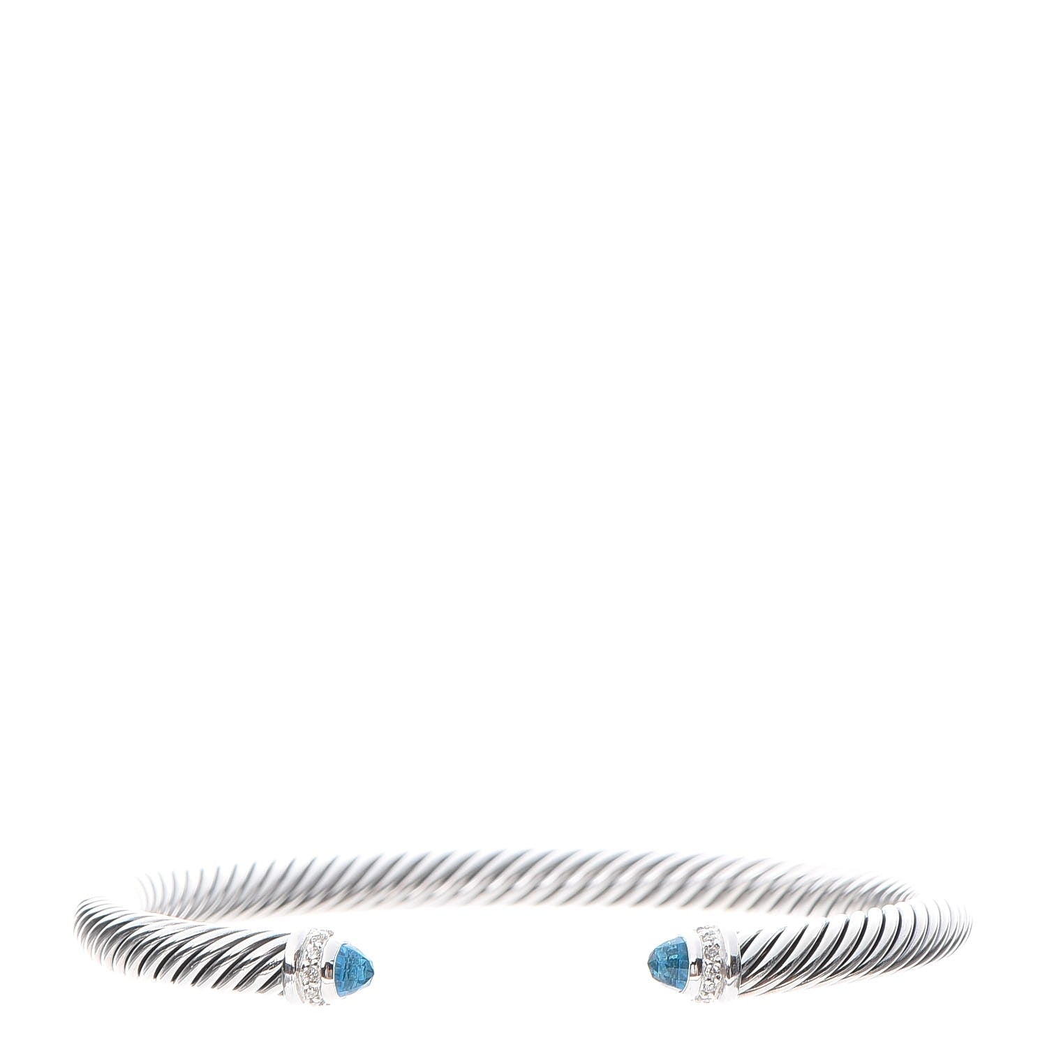 David Yurman Sterling Silver Diamond Blue Topaz 5mm Cable Classics Bracelet 1 of 5