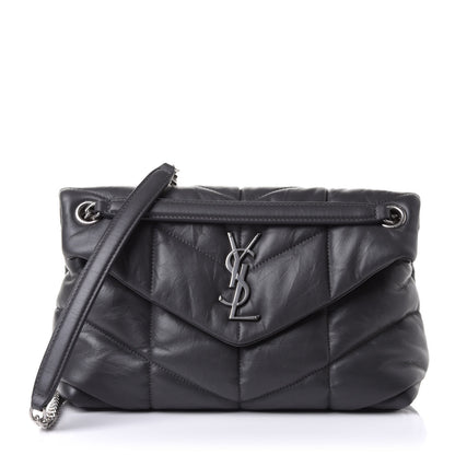 Saint Laurent Lambskin Quilted Small Loulou Puffer Monogram Chain Satchel Concrete 1 of 9