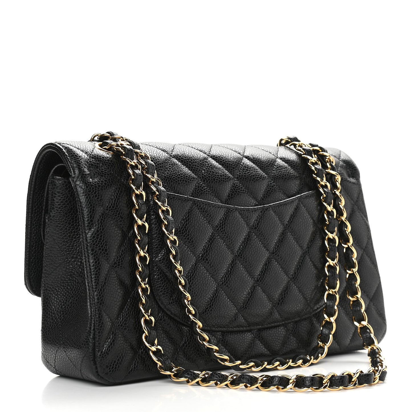 Caviar Quilted Medium Double Flap Black