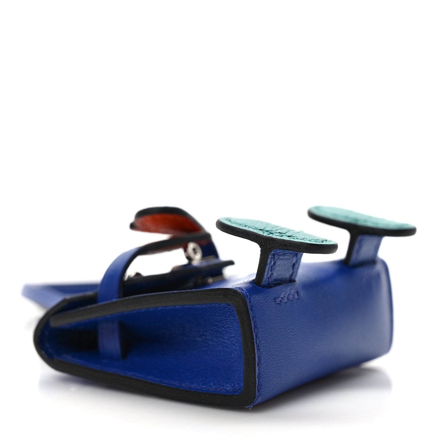 Tadelakt Chevre Mysore Kelly Quelle Idole Bag Charm Bleu Electrique Feu