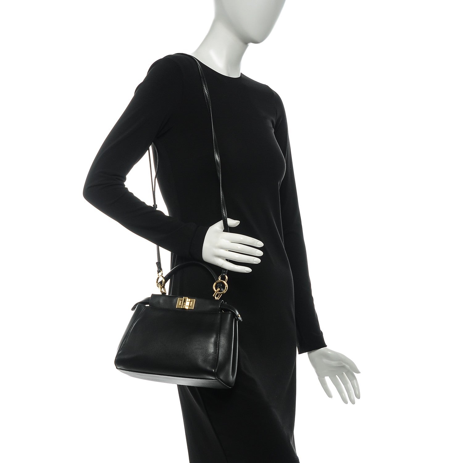Fendi Nappa Mini Peekaboo Iconic Satchel Black 2 of 7