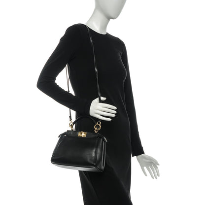 Fendi Nappa Mini Peekaboo Iconic Satchel Black 2 of 7