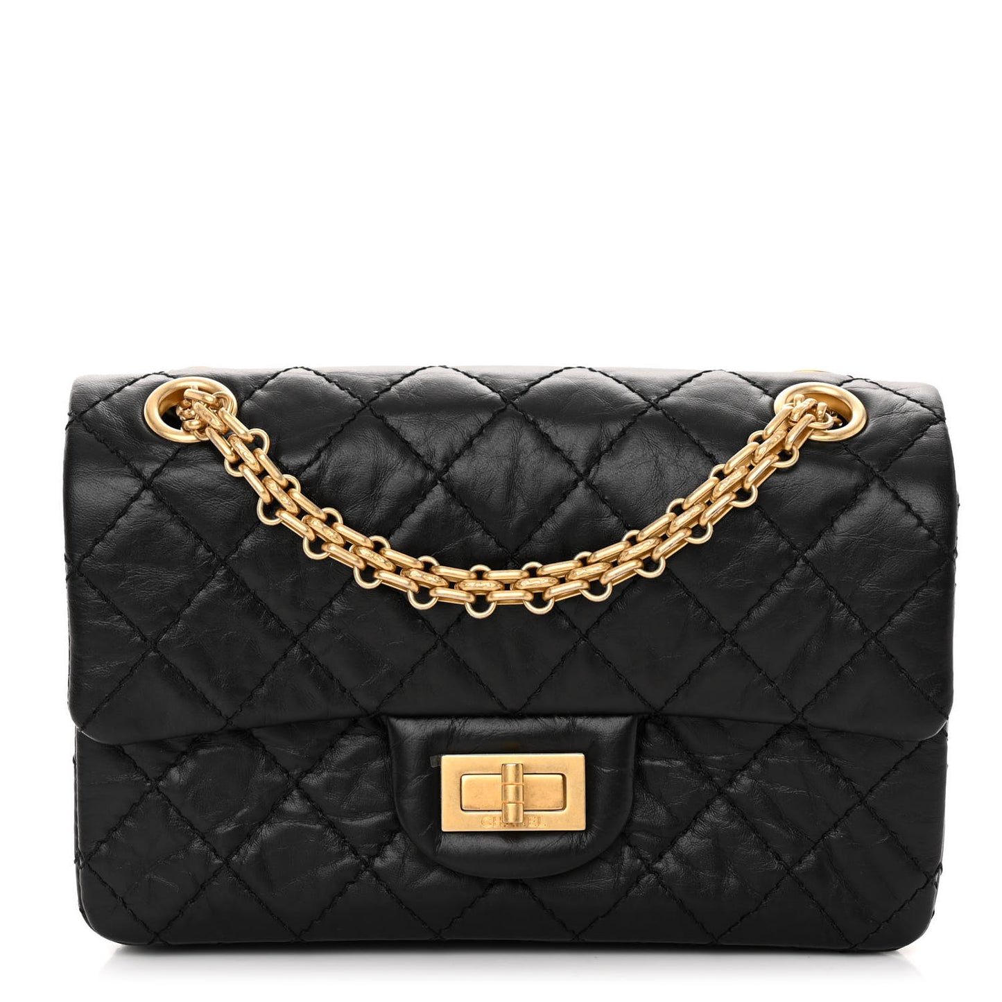 Aged Calfskin Quilted 2.55 Reissue Mini Flap Black