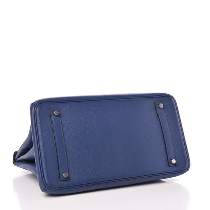 Hermes Taurillon Clemence Birkin 35 Bleu Brighton 4 of 7