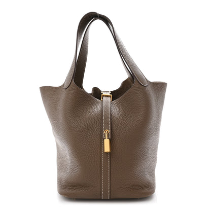 Hermes Taurillon Clemence Picotin Lock 22 MM Etoupe 1 of 11