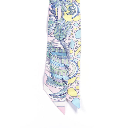 Hermes Silk La Danse Des Amazones Twilly Rose Pale Bleu Jaune 2 of 4