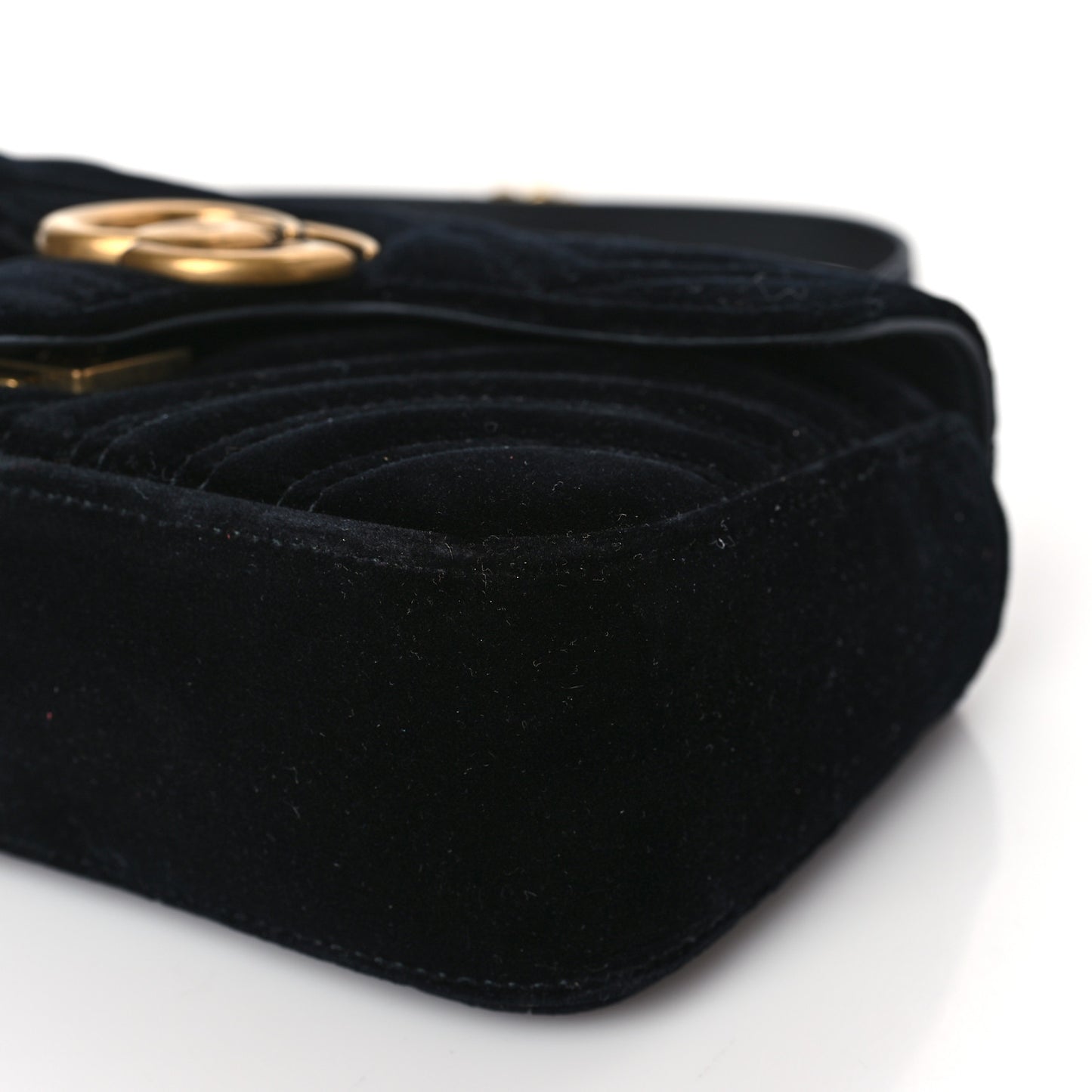 Velvet Matelasse Mini GG Marmont Shoulder Bag Black