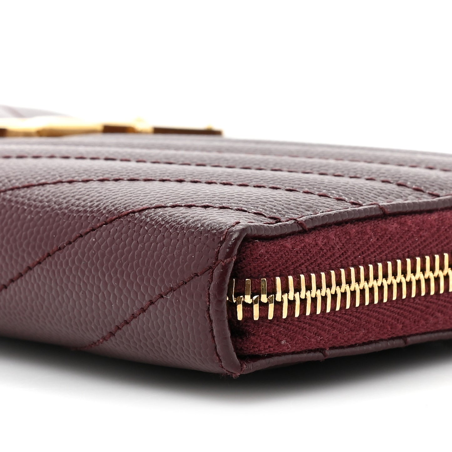 Grain de Poudre Textured Matelasse Chevron Monogram Zip Around Wallet Rouge Legion