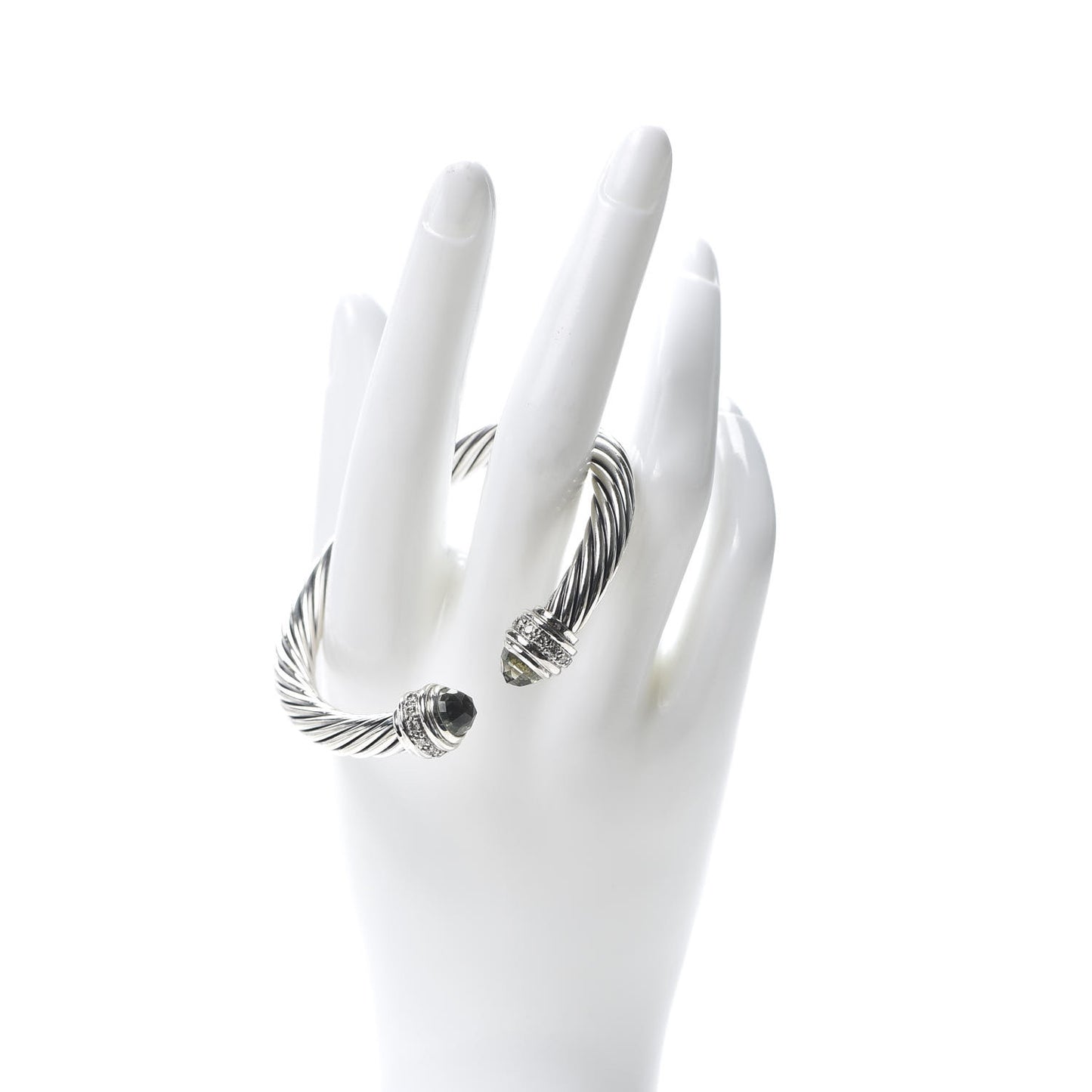 Sterling Silver Diamond Prasiolite 7mm Cable Classics Bracelet