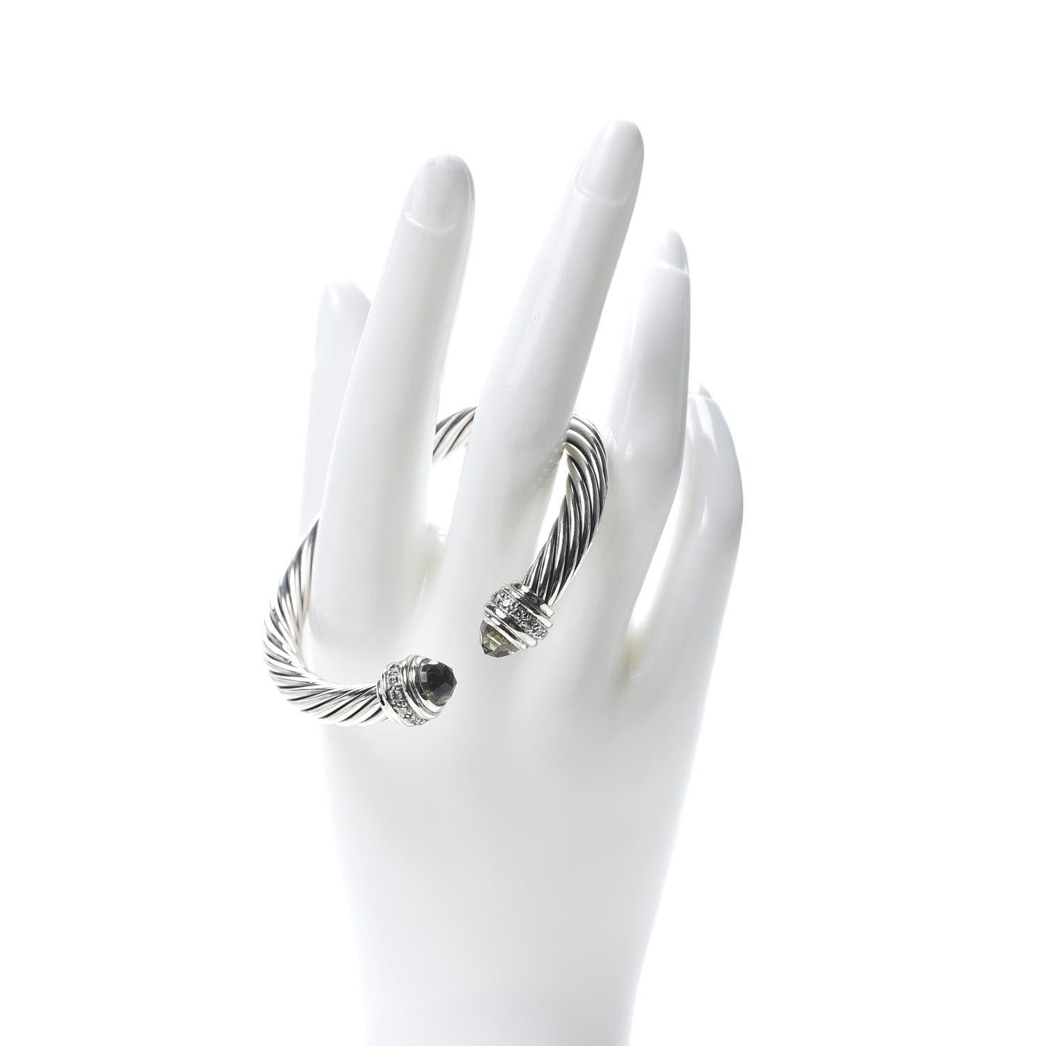 David Yurman Sterling Silver Diamond Prasiolite 7mm Cable Classics Bracelet 2 of 5