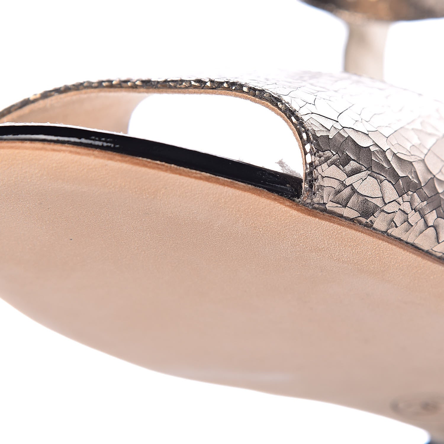 Chanel Metallic Crackled Calfskin Pearl CC Wedge Sandals 41 Gold Black 9 of 12