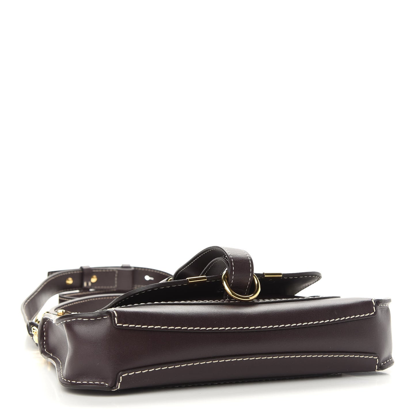 Shiny Calfskin Small Marcie Saddle Shoulder Bag Black Raisin