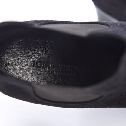Louis Vuitton Suede Monogram Uniformes Cap Toe Chelsea 75mm Ankle Boots 38.5 Black 10 of 13