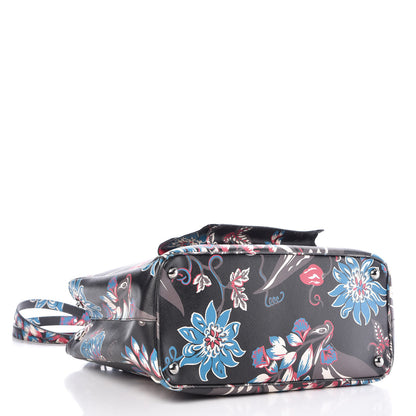 Prada Saffiano Floral Print Galleria Front Pocket Tote Black Multicolor 5 of 11