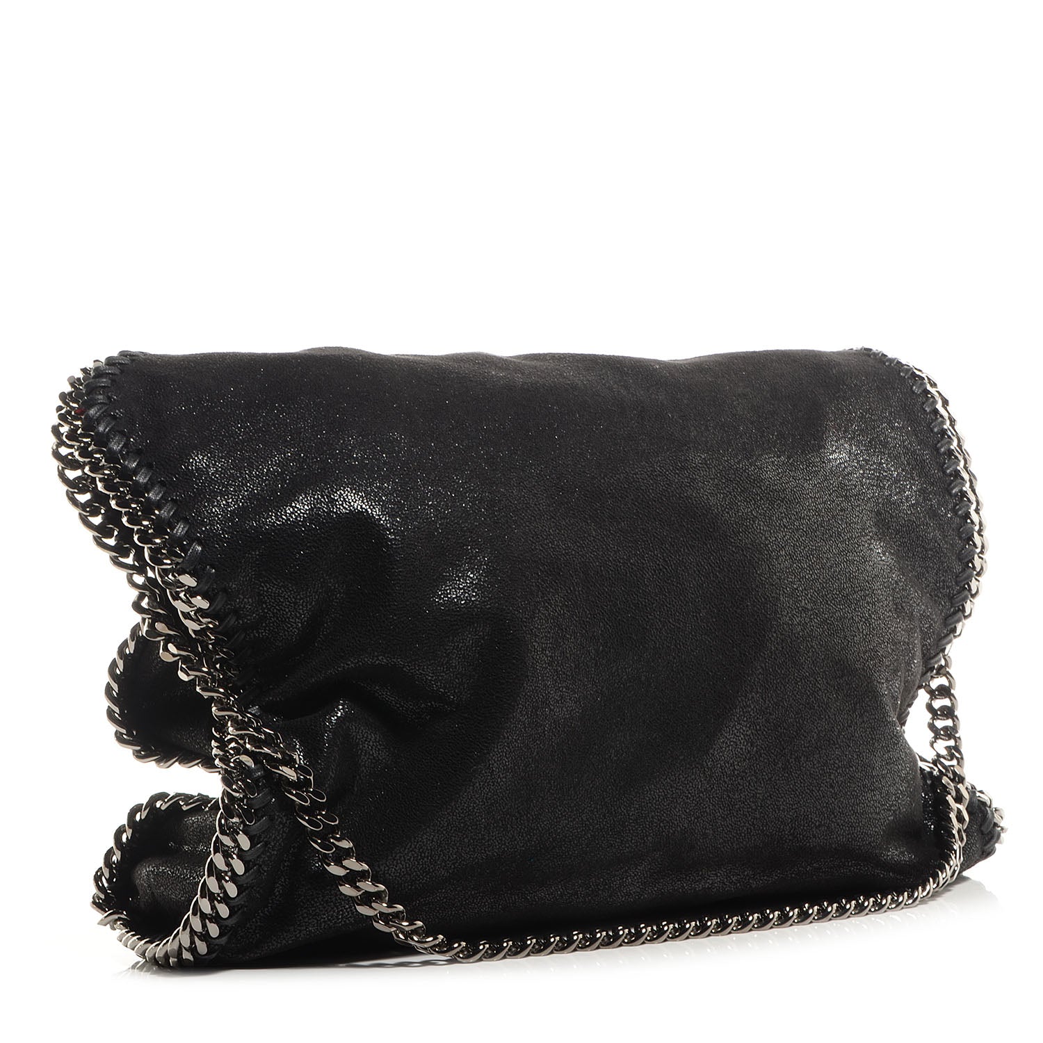 Stella McCartney Faux Leather Shaggy Deer Falabella Fold Over Tote Black 3 of 8