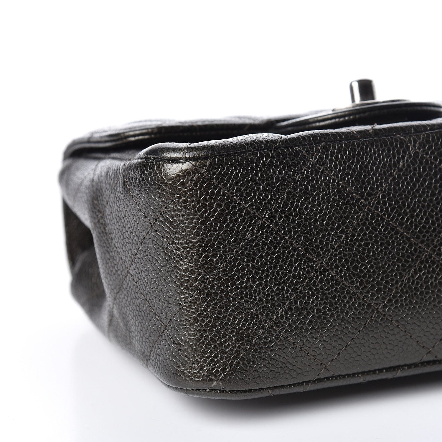 Chanel Metallic Caviar Quilted Mini Square Flap Dark Charcoal 9 of 10