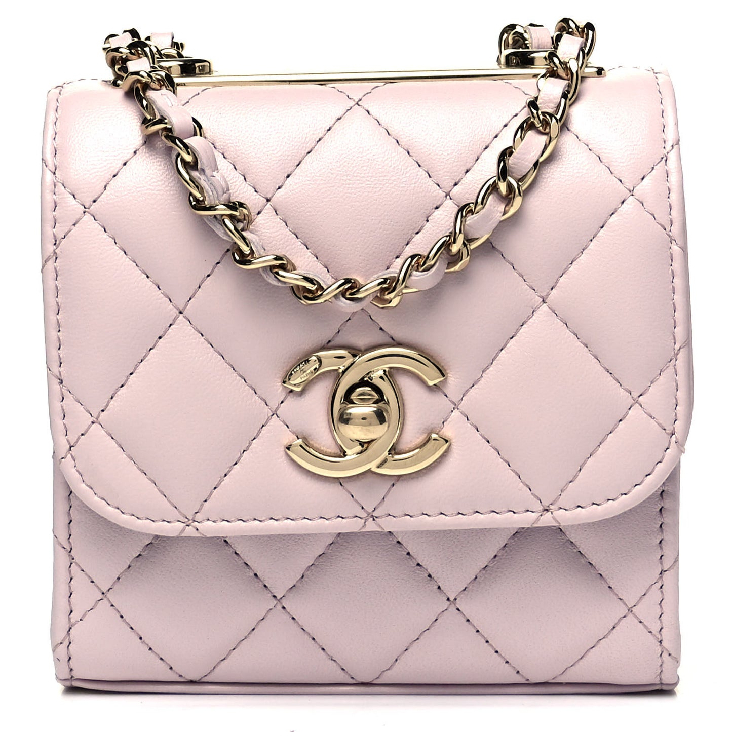 Lambskin Quilted Mini Trendy CC Clutch With Chain Light Pink