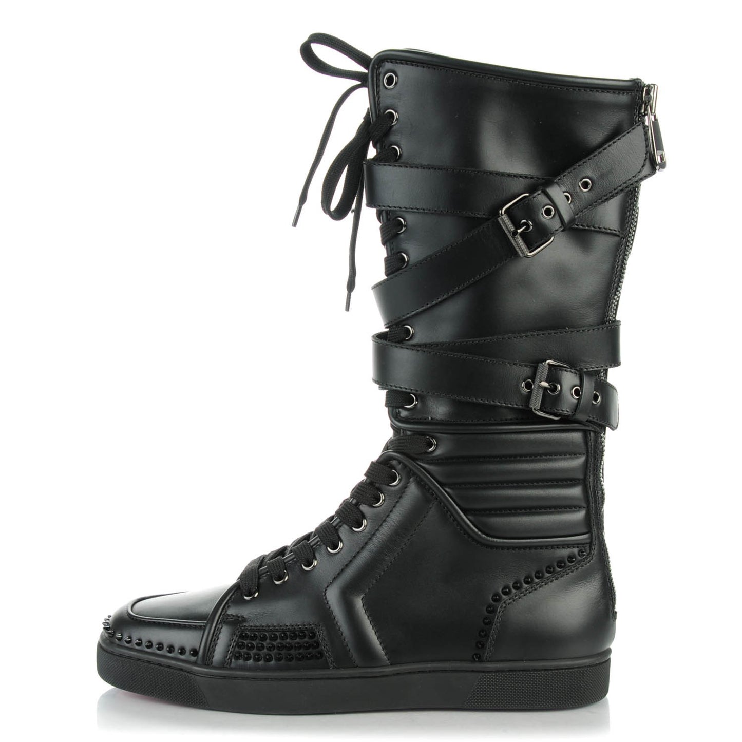 Calfskin Sporty Dude Mens Flat Boots 42.5 Black