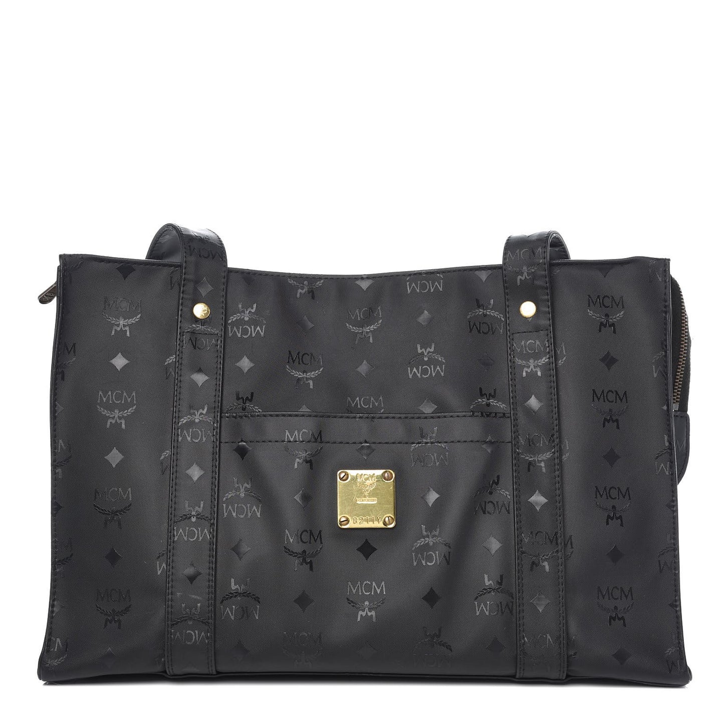 Monogram Coated Canvas Tote Bag Black