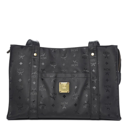 MCM Monogram Coated Canvas Tote Bag Black 1 of 7