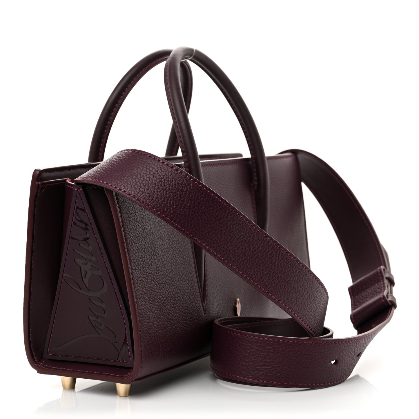 Calfskin Spikes Loubinthesky Paloma Baguette Merlot