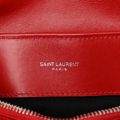 Saint Laurent Calfskin Y Quilted Monogram Medium Loulou Chain Satchel Lipstick Red 6 of 11
