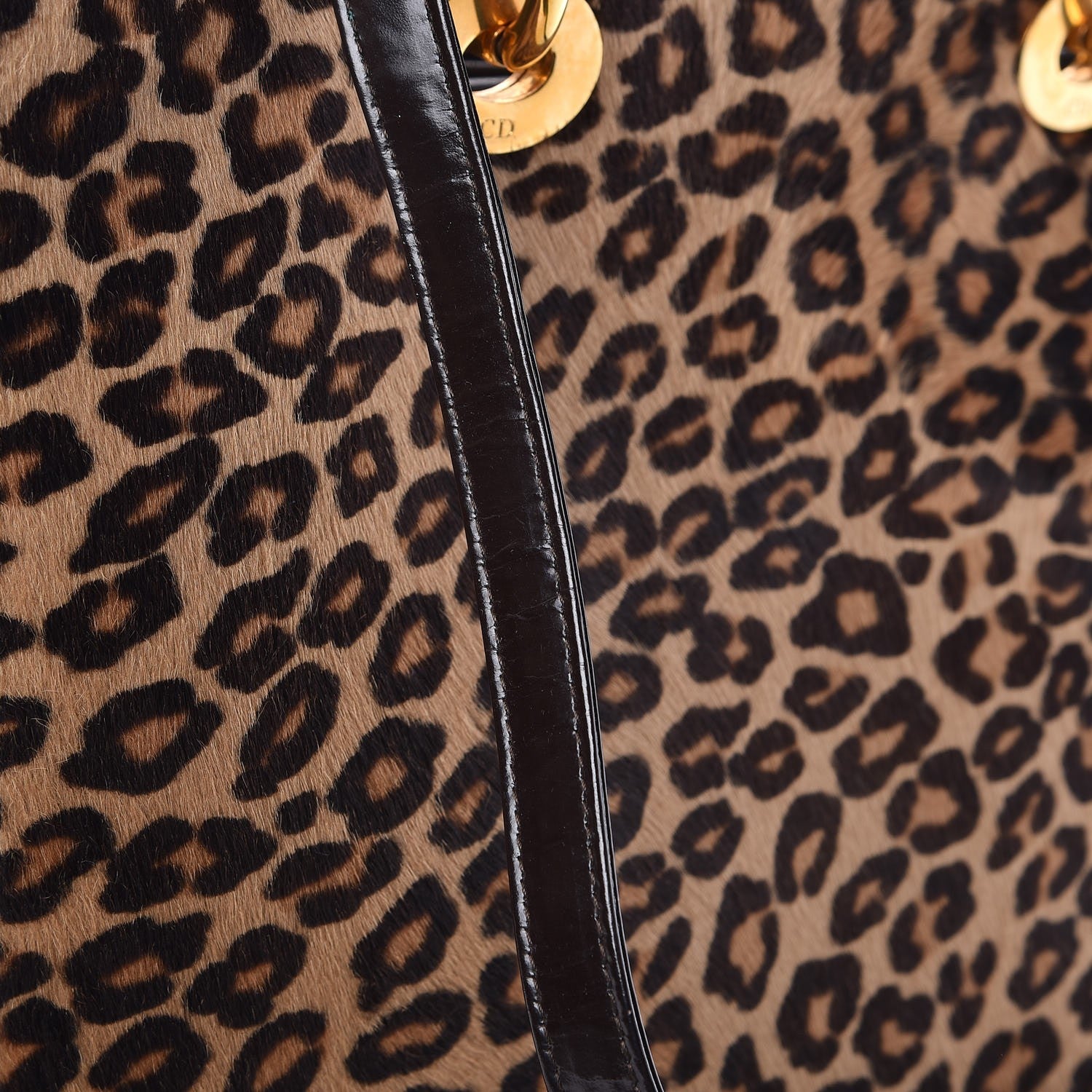Christian Dior Patent Pony Hair Leopard Print Large Lady Dior Brown 10 of 12