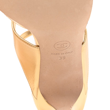 Chanel Metallic Lambskin Crystal CC Strappy Sandal 39 Gold 7 of 10