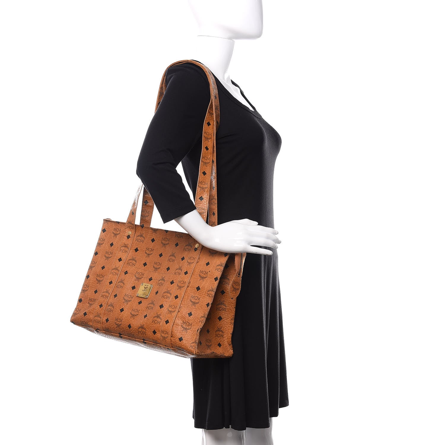 MCM Visetos Shopper Tote Cognac 2 of 16