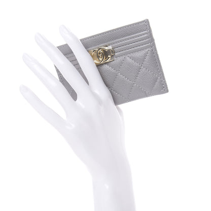 Chanel Caviar Quilted Boy Card Holder Grey 2 of 9
