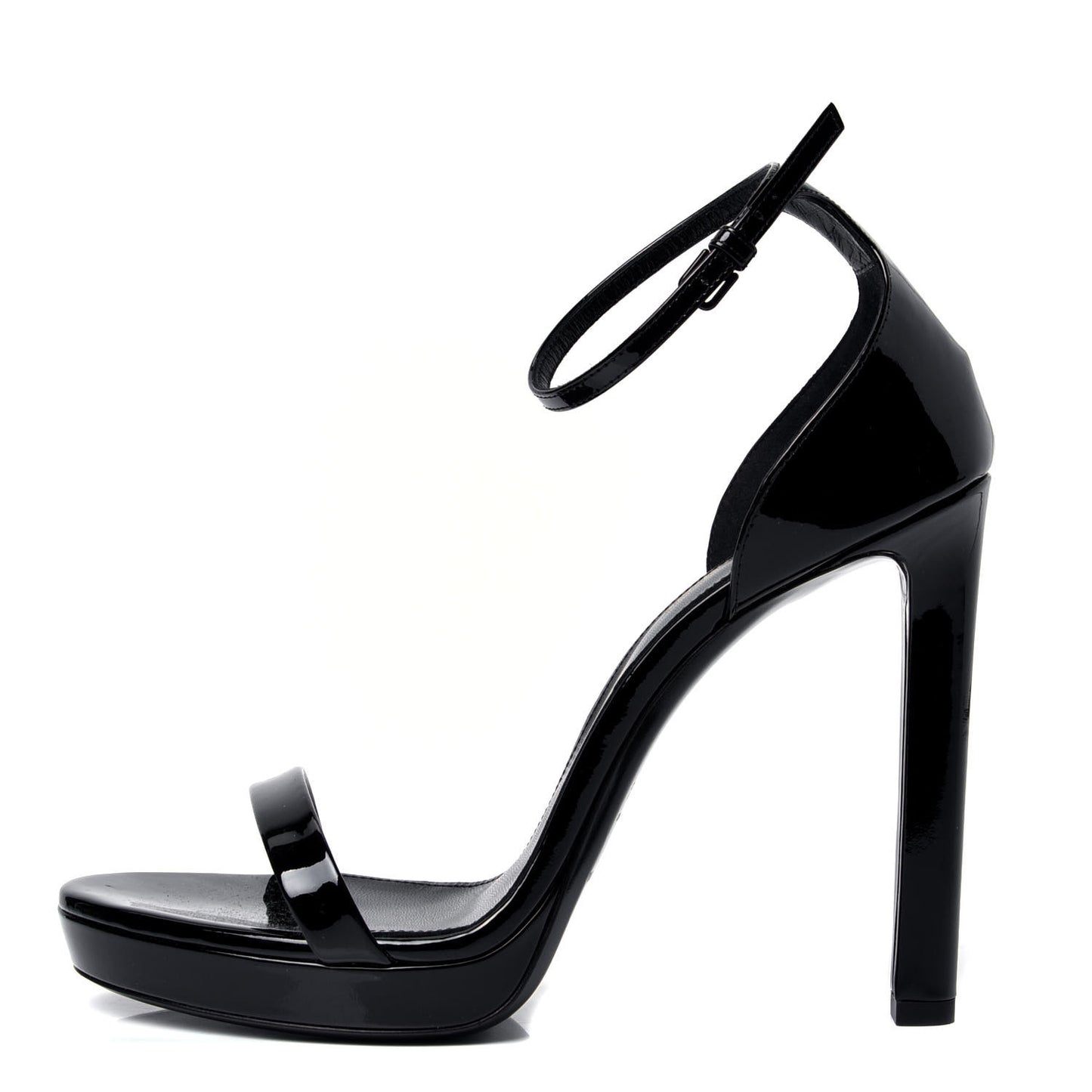 Patent Calfskin Hall 105 Ankle Strap Platform Sandals 40.5 Black
