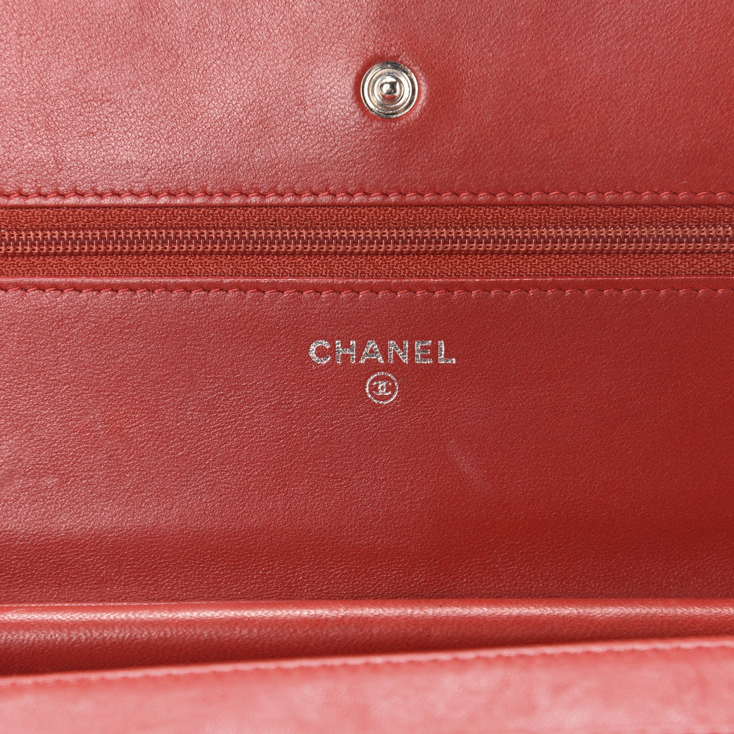 Chanel Lambskin Quilted Wallet On Chain WOC Red Pink 10 of 16