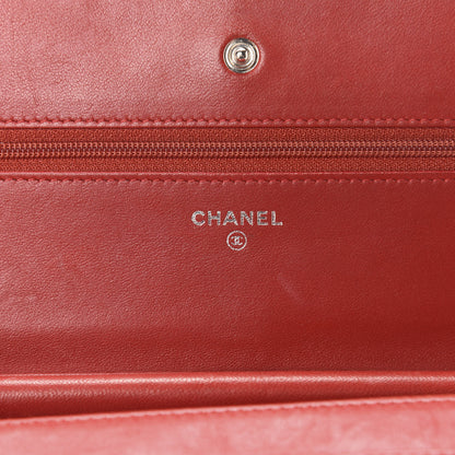 Chanel Lambskin Quilted Wallet On Chain WOC Red Pink 10 of 16