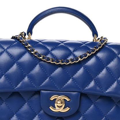 Chanel Lambskin Quilted Mini Top Handle Rectangular Flap Dark Blue 8 of 11