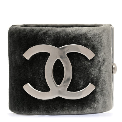 Chanel Velvet CC Cuff Silver Grey 1 of 6
