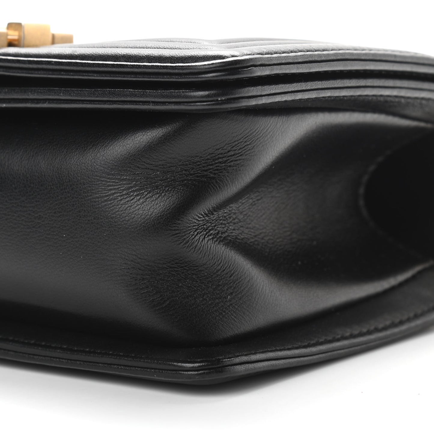Calfskin Quilted Small Boy Flap Black