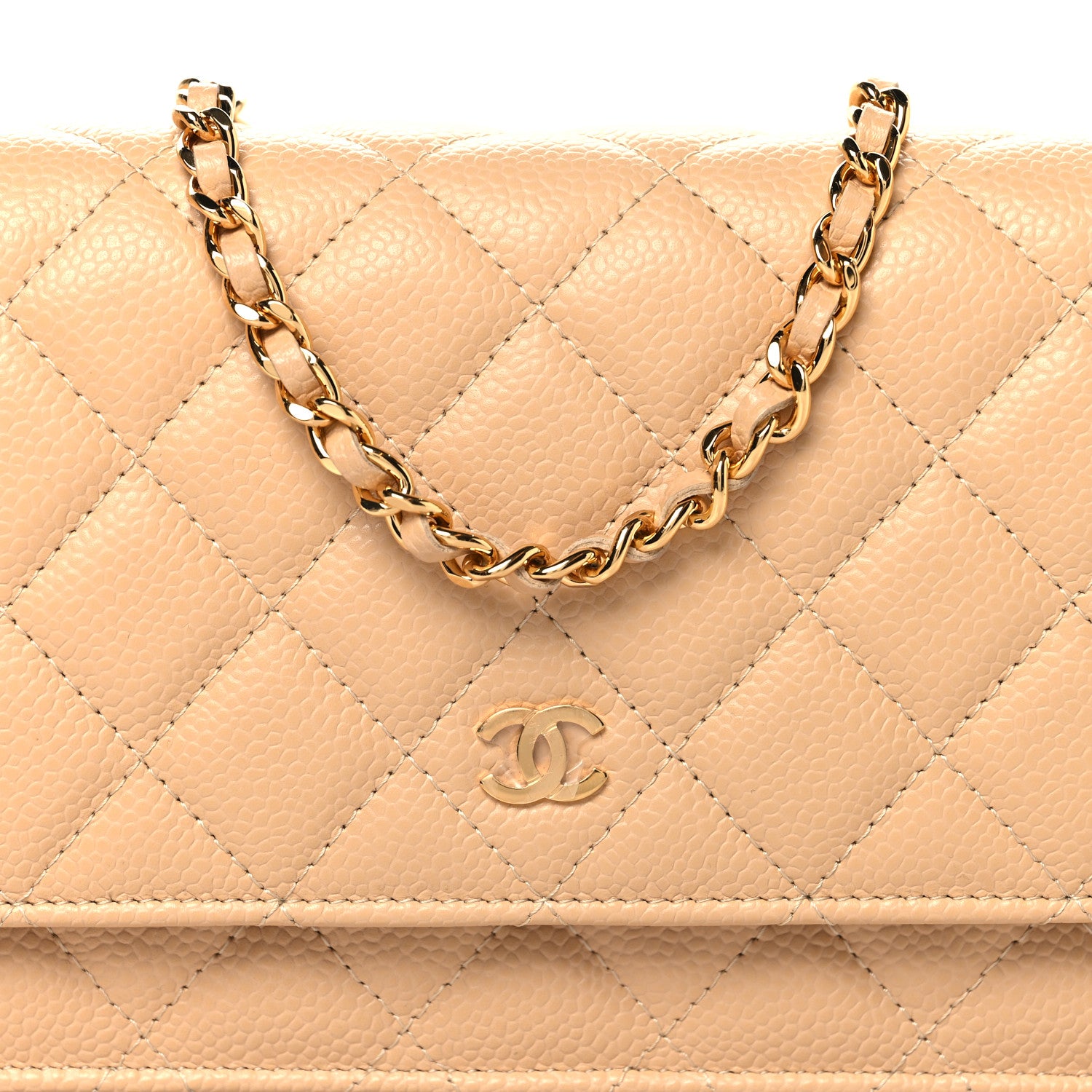 Chanel Caviar Quilted Wallet on Chain WOC Beige 9 of 12