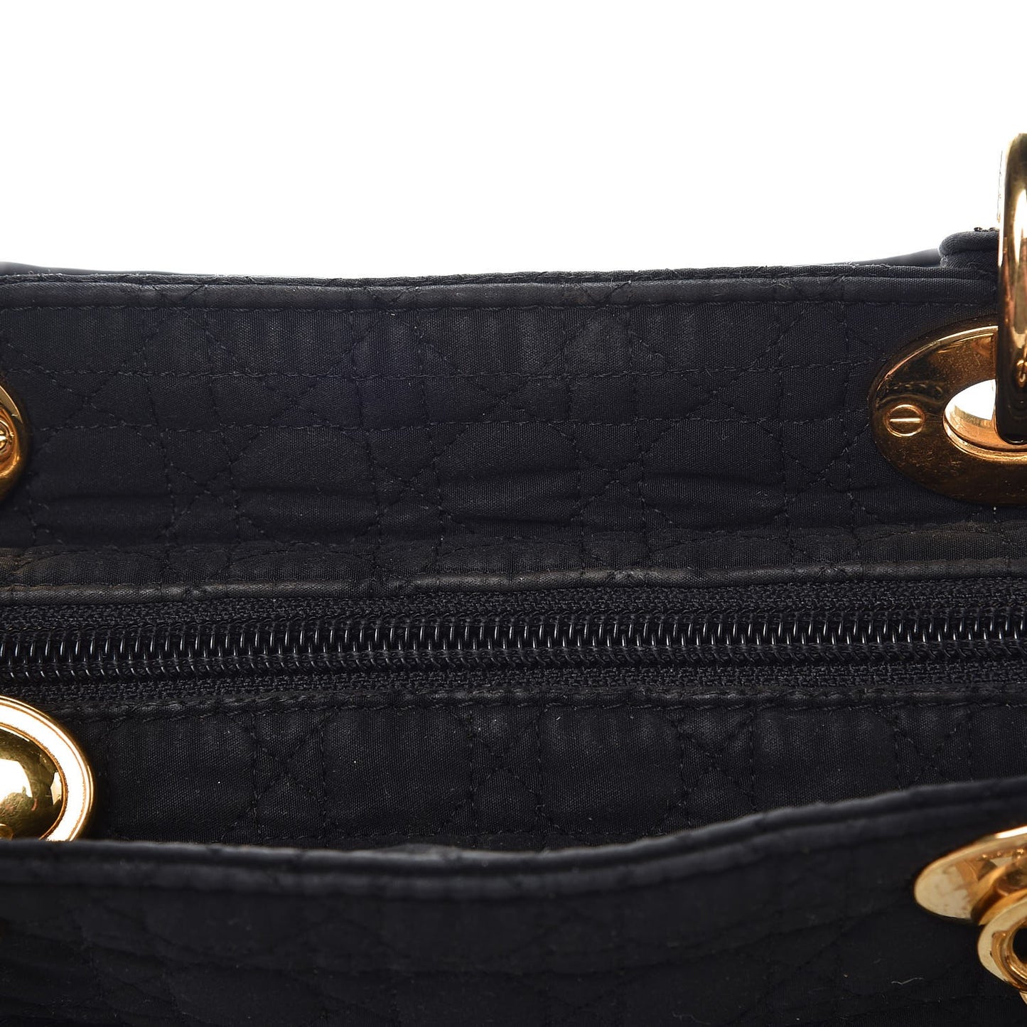 Nylon Cannage Medium Lady Dior Black