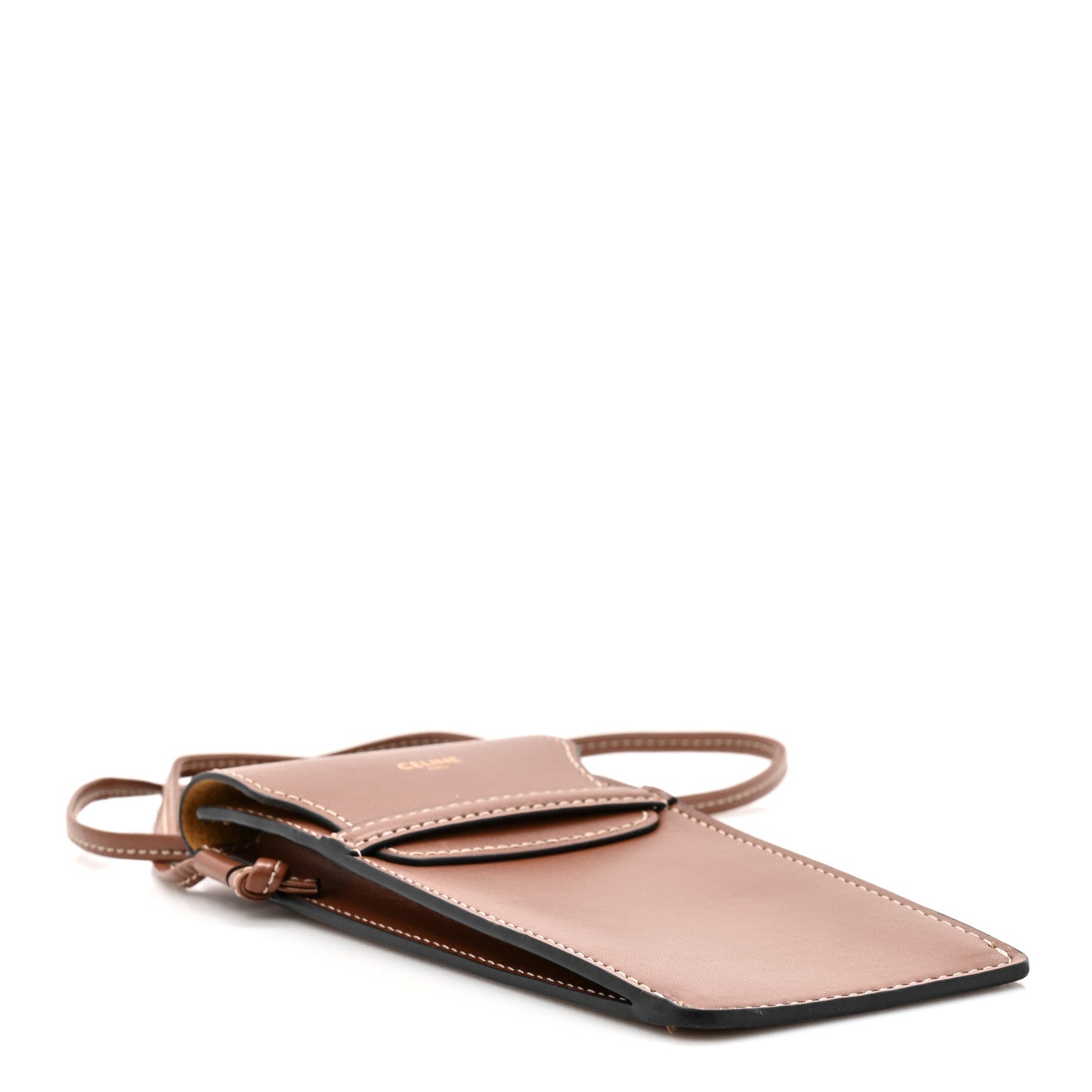 セリーヌ Phone pouch with Flap スマホケース カーフスキン PHONE POUCH WITH FLAP IN TRIOMPHE CANVAS AND CALFSKIN - TAN | CELINE