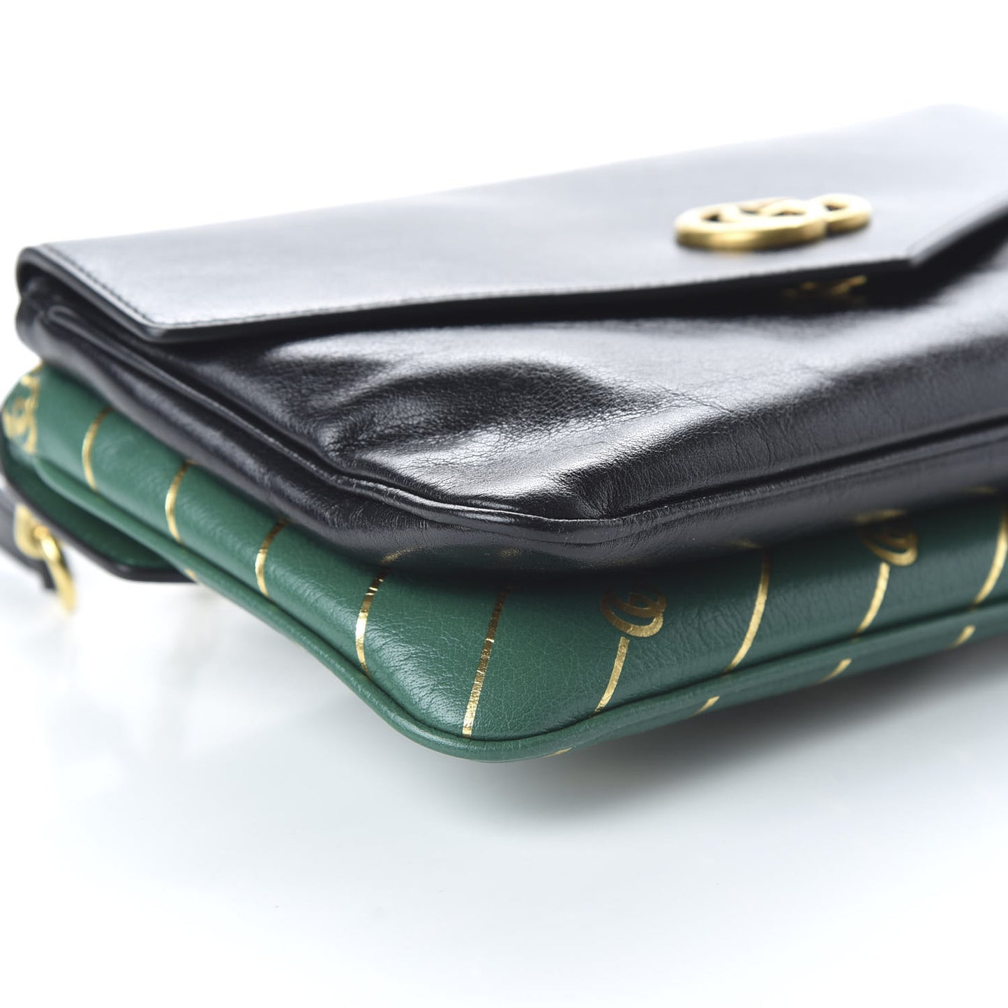 Calfskin Diagonal GG Medium Thiara Double Envelope Shoulder Bag Emerald Green Black