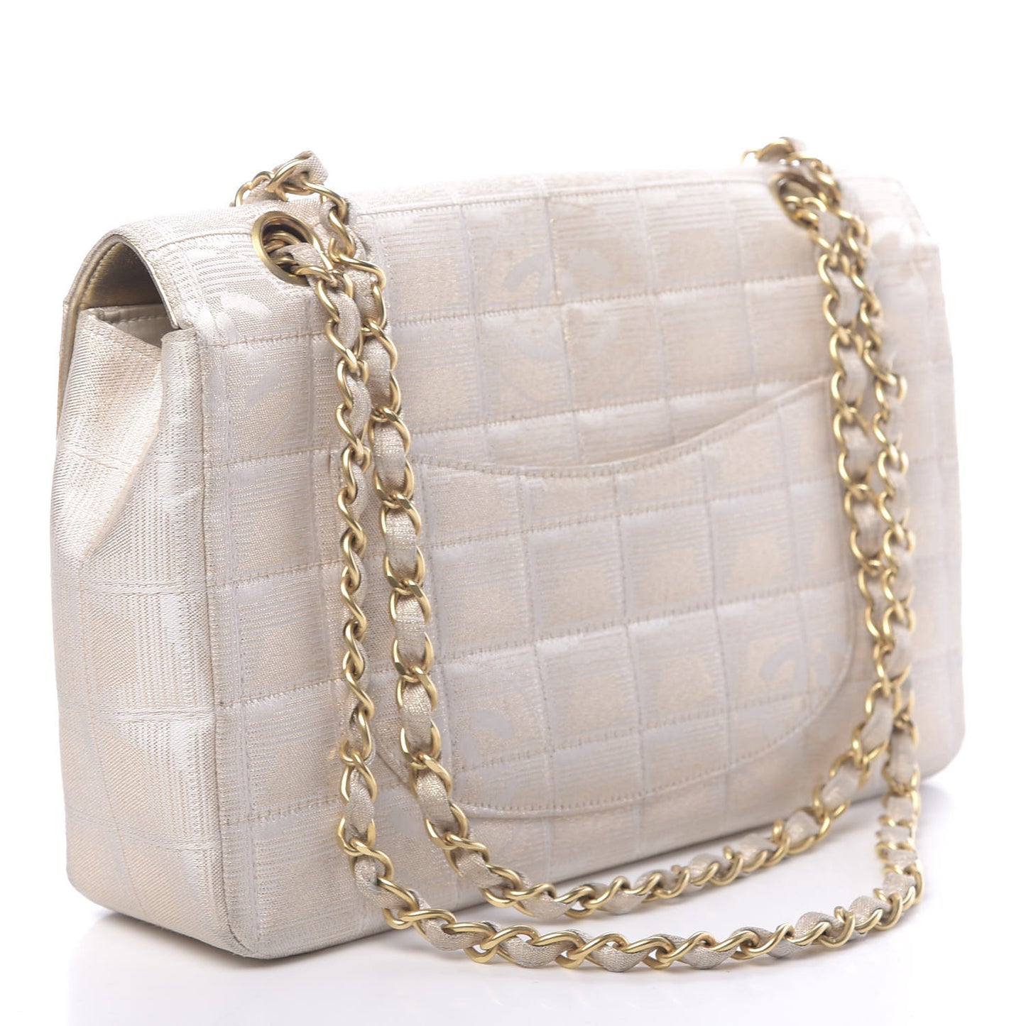 Metallic Nylon Medium Travel Flap Light Beige